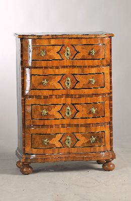 Image Chiffoniere/Hochkommode, Barock, um 1760, Nußbaumfurnier, z.T. massiv, Marketerie ...