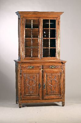 Image 26947998 - Aufsatzvitrine, Louis-Seize, um 1780, Eiche massiv, Aufsatz zweitürig, Glas mit ...
