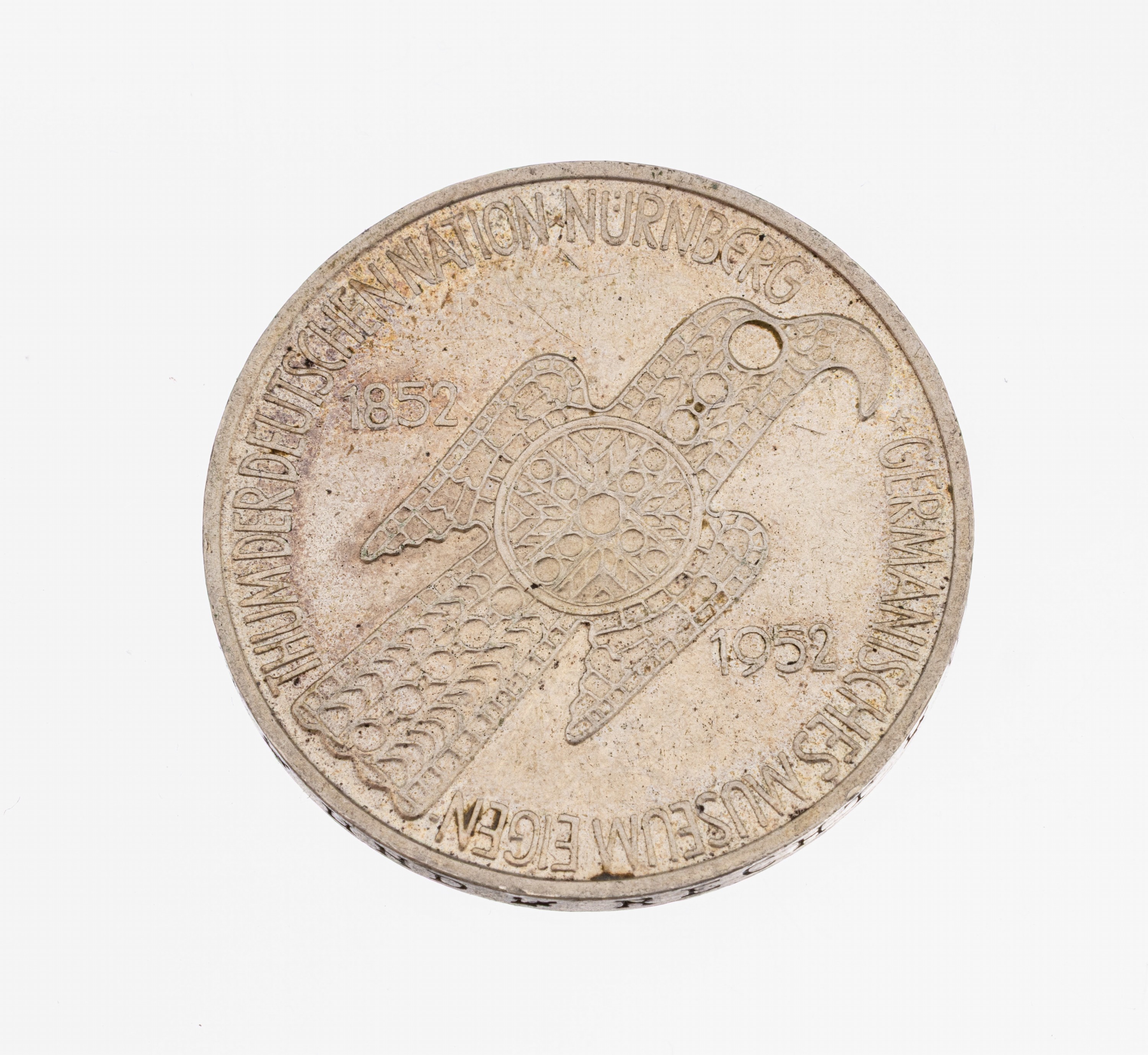 Silbermünze 5 Mark, Deutschland 1952, Germanisches Museum