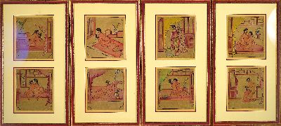 Image 26948001 - 5 Shunga-Blätter, China, wohl um 1900, aquarelliert Zeichnungen, je zwei Ansichten ...