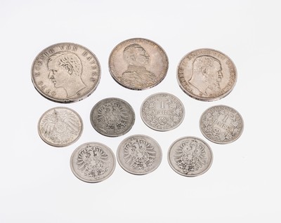 Image Konvolut 10 Silbermünzen, Deutsches Kaiserreich, 1 x 5 Mark: Otto Koenig von ...