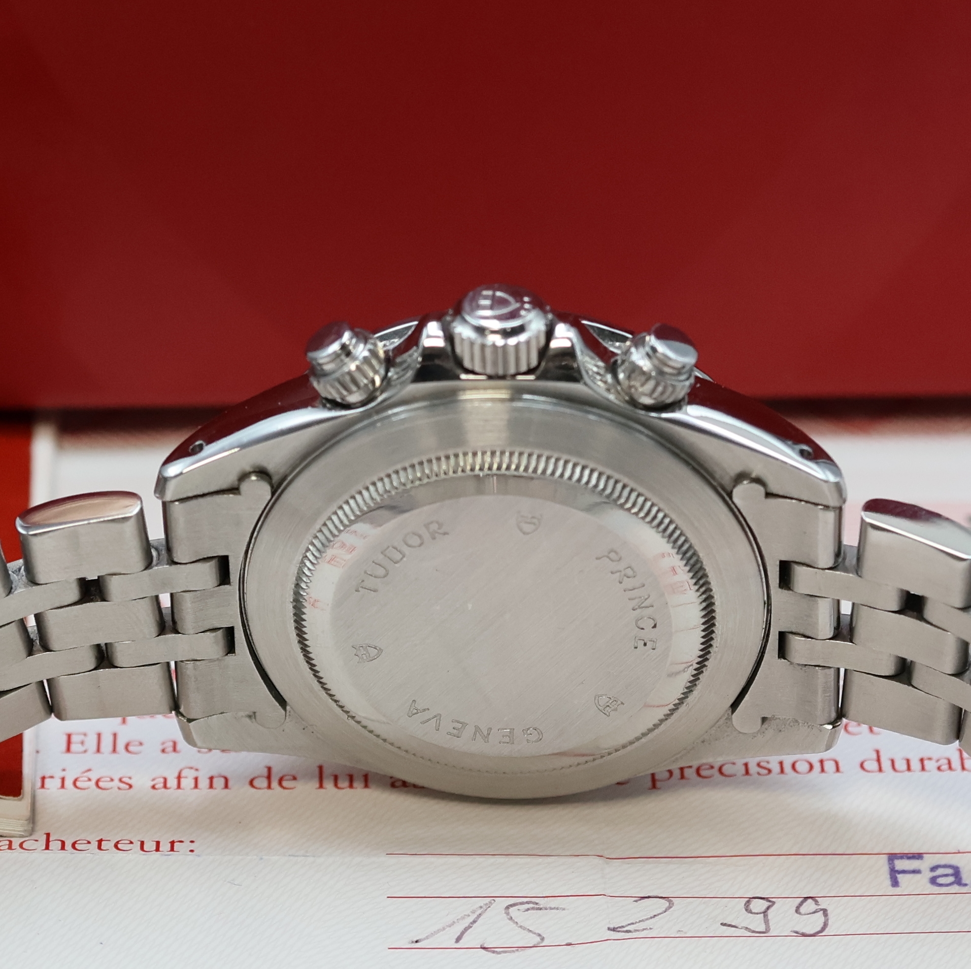 Detail d: TUDOR Armbandchronograph Prince Date Chrono Time Referenz 79280, Automatik, Edelstahlgeh. inkl. orig. Gliederband m. Faltschl., Boden, Krone und ...