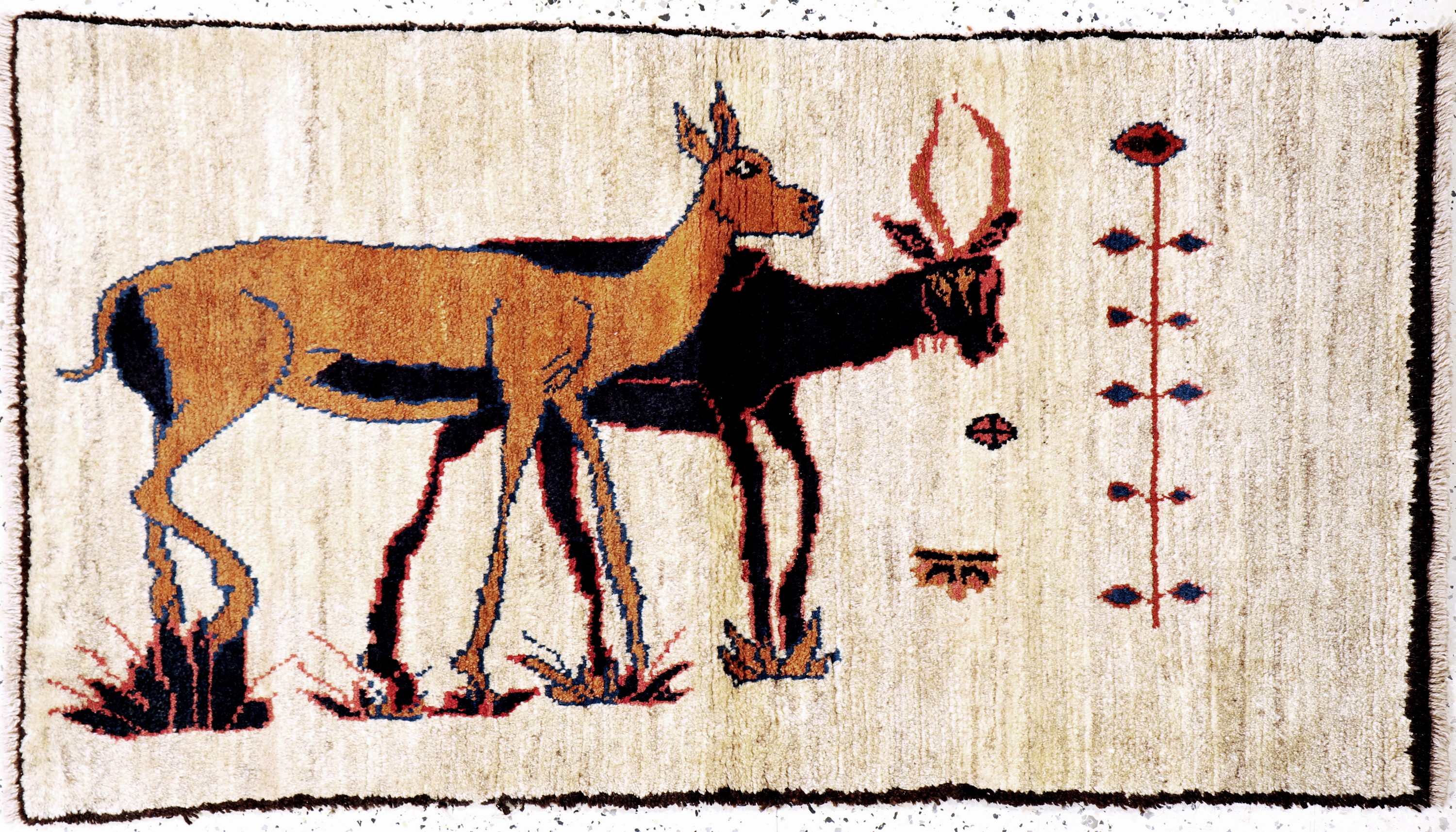 Gabbeh alt, Persien, Mitte 20.Jhd, Wolle auf Wolle, ca. 132 x 76 cm, EHZ: 2(Shirazi fehlt)