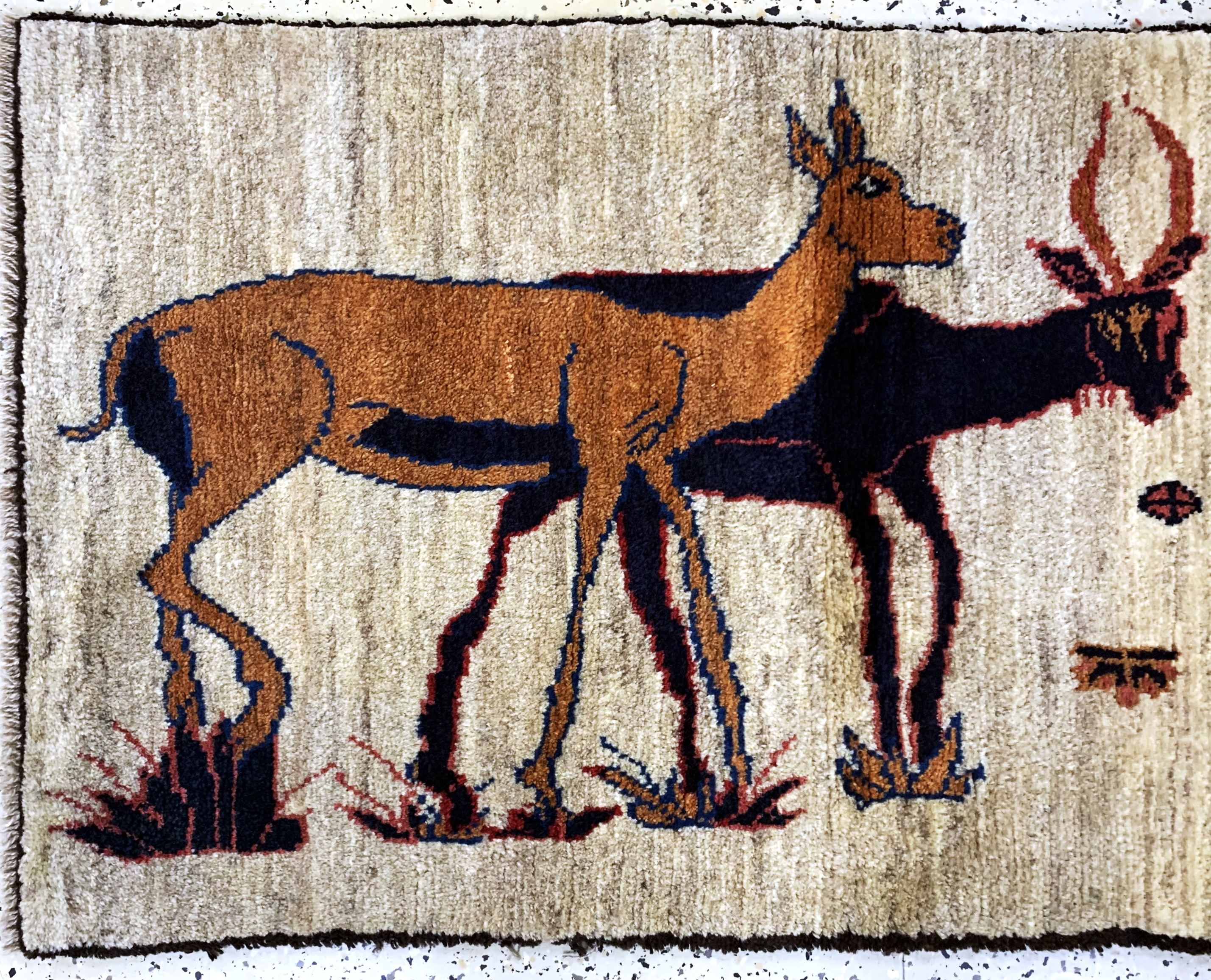 Detail a: Gabbeh alt, Persien, Mitte 20.Jhd, Wolle auf Wolle, ca. 132 x 76 cm, EHZ: 2(Shirazi fehlt)