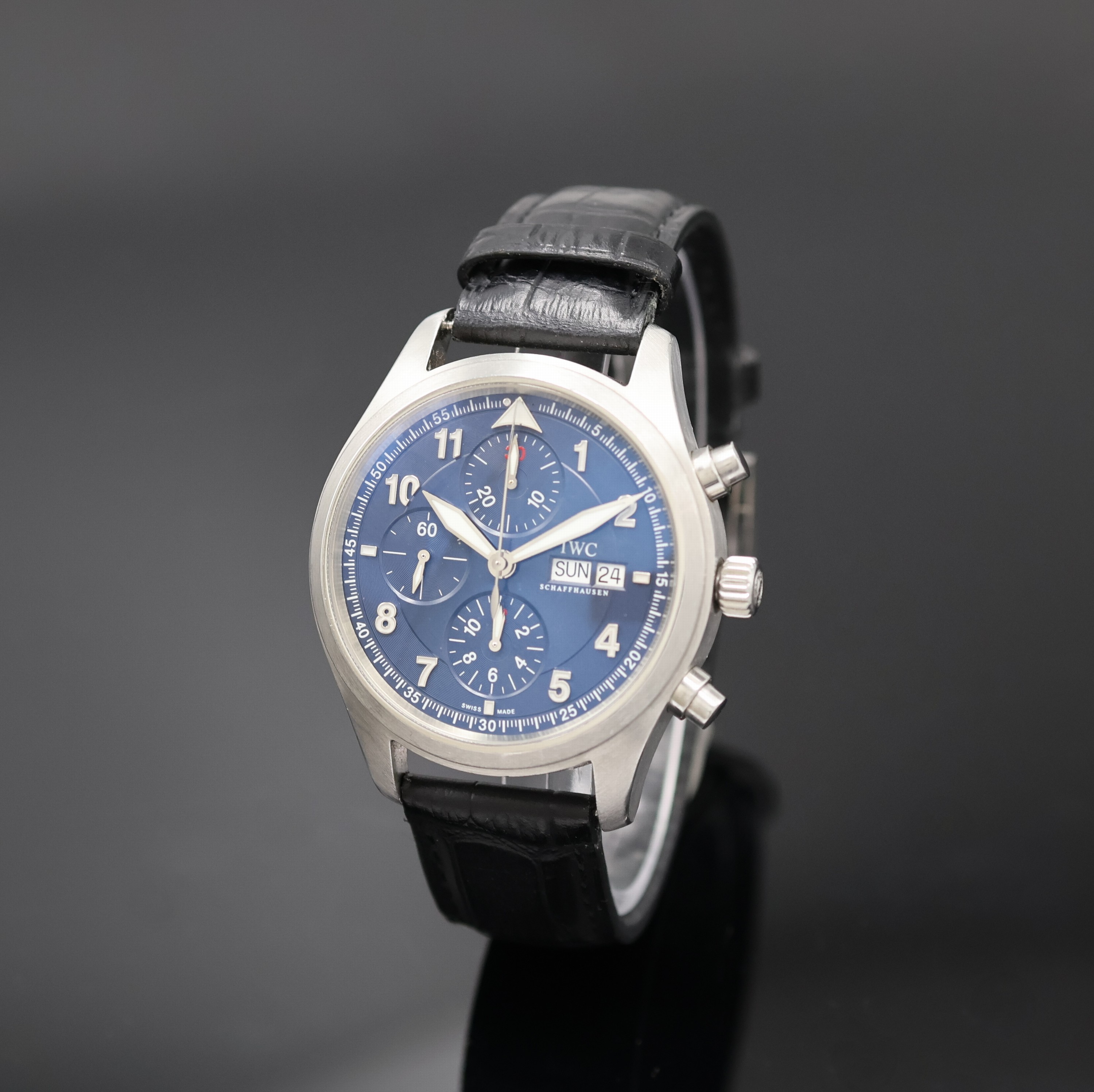 IWC seltener Armbandchronograph Spitfire Laureus Sport for Good Foundation Referenz 3717, Automatik, Schweiz um 2007, ausverkauftes, auf weltweit ...