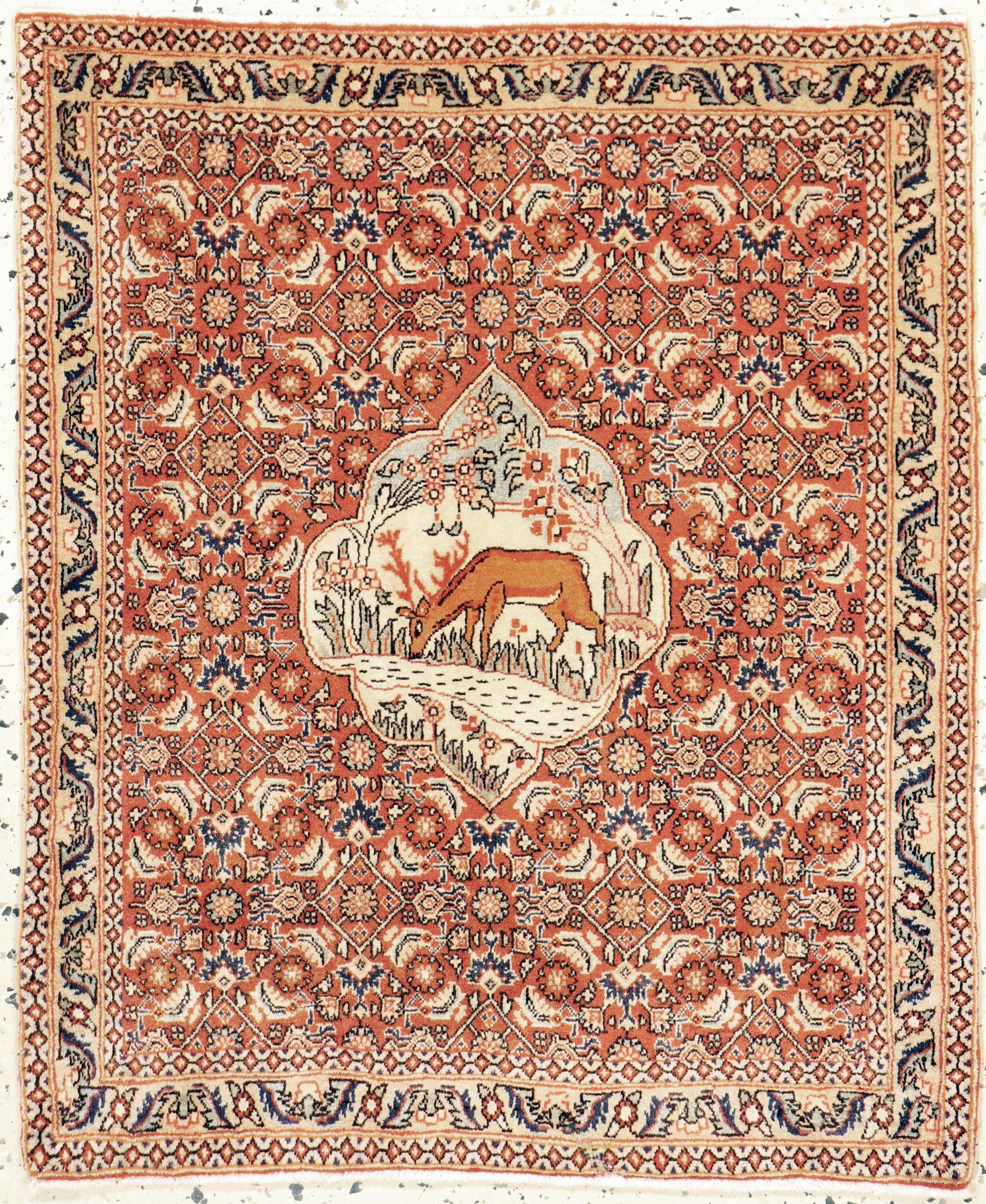 Bidjar Kork fein, Persien, Anfang 20.Jhd, Korkwolle auf Baumwolle, ca. 85 x 70 cm, EHZ:(nahezu neuwertig).