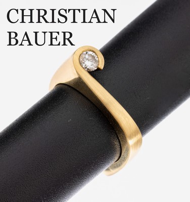 Image 18 kt Gold CHRISTIAN BAUER Brillant Ring, GG 750/000, ausgefallene Ringschiene, sat. ...