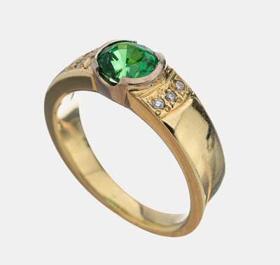 Image 26948151 - 14 kt Gold Tsavorith-Brillant-Ring, GG 585/000, mittig ovalfacett. Tsavorith ca. ...