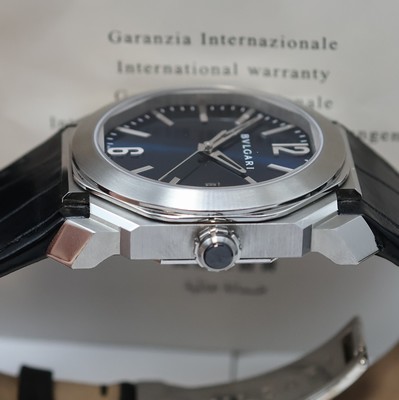 26948182c - BULGARI Octo Herrenarmbanduhr Referenz BGO 38 S, Automatik, Edelstahlgeh. inkl. orig. ...