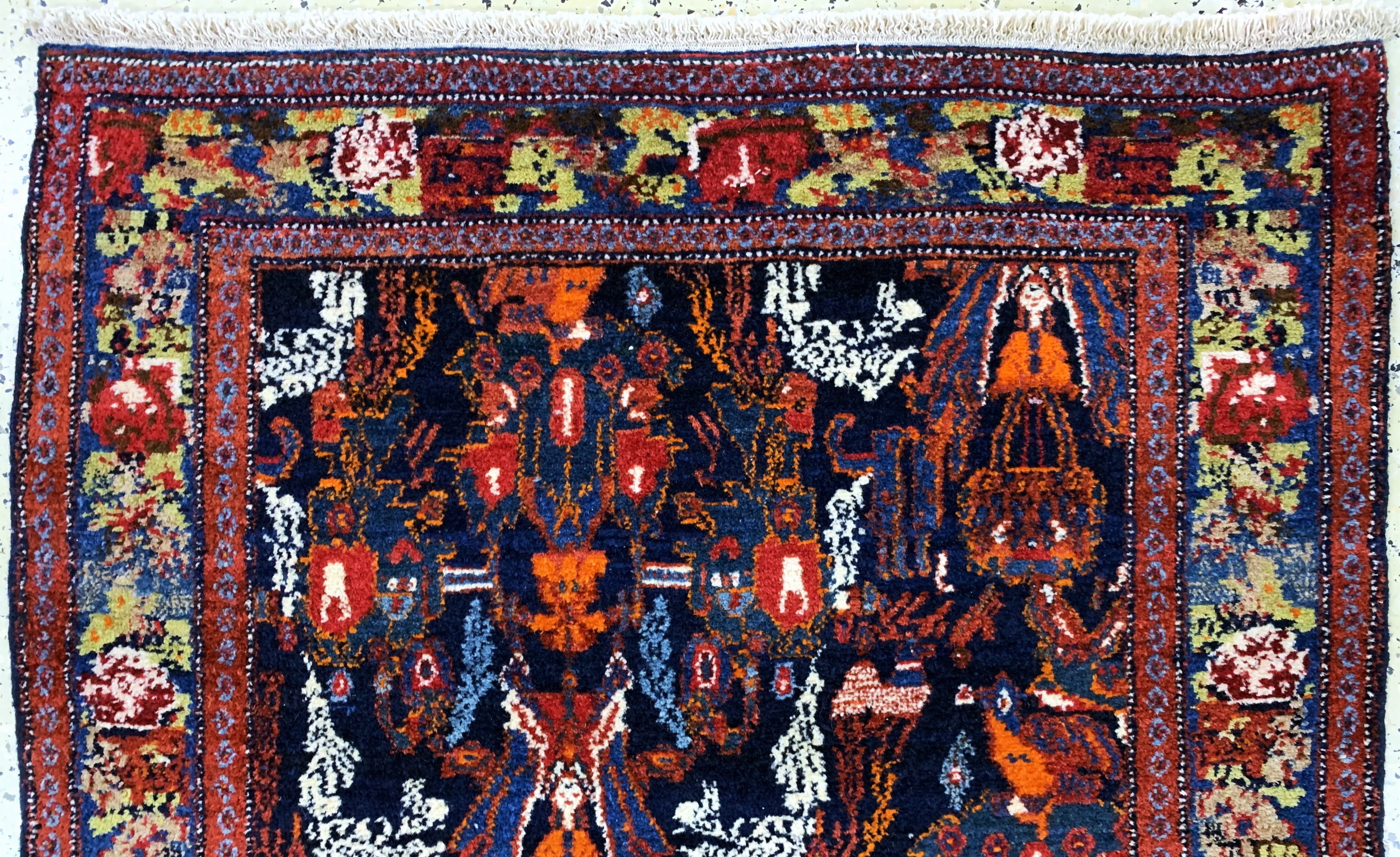 Detail a: Seltener Senneh alt, Persien, Anfang 20.Jhd, Wolle auf Baumwolle, ca. 137 x 108 cm,gereinigt, EHZ: 1-2