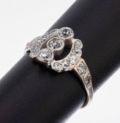 Image 18 kt gold Art-Deco-diamond-ring, approx. 1920 , YG 750/000 rhod. (rubbed), old cut ...