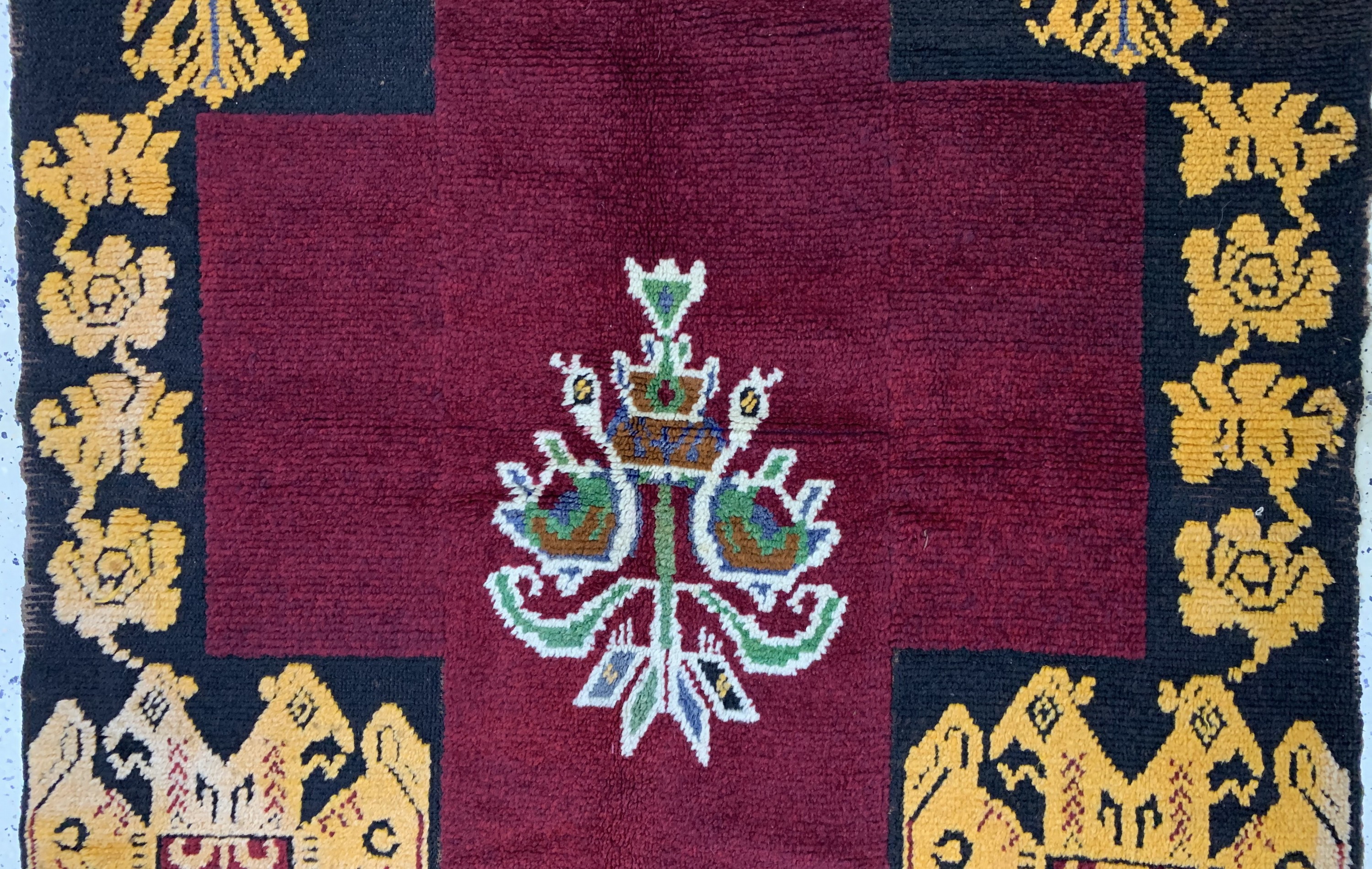 Detail b: Karakalpak"Wappenteppich", Uzbekistan, Mitte 20.Jhd, Wolle auf Wolle, ca. 202 x 142 cm, (mehrere Bahnen), EHZ: 2