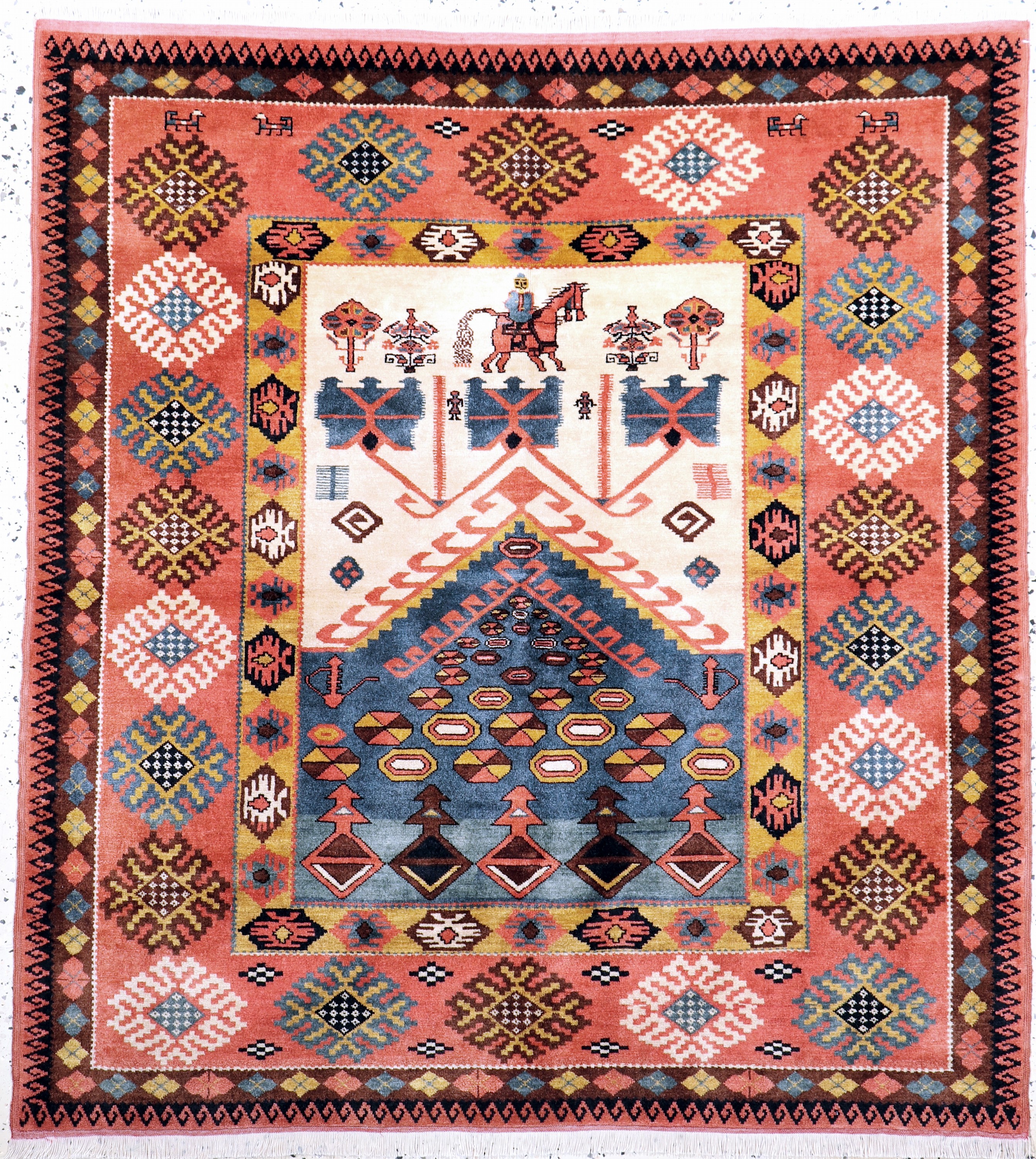 Melas fein, Türkei, Ende 20.Jhd, Wolle auf Wolle, ca. 140 x 132 cm, gereinigt, EHZ: 2