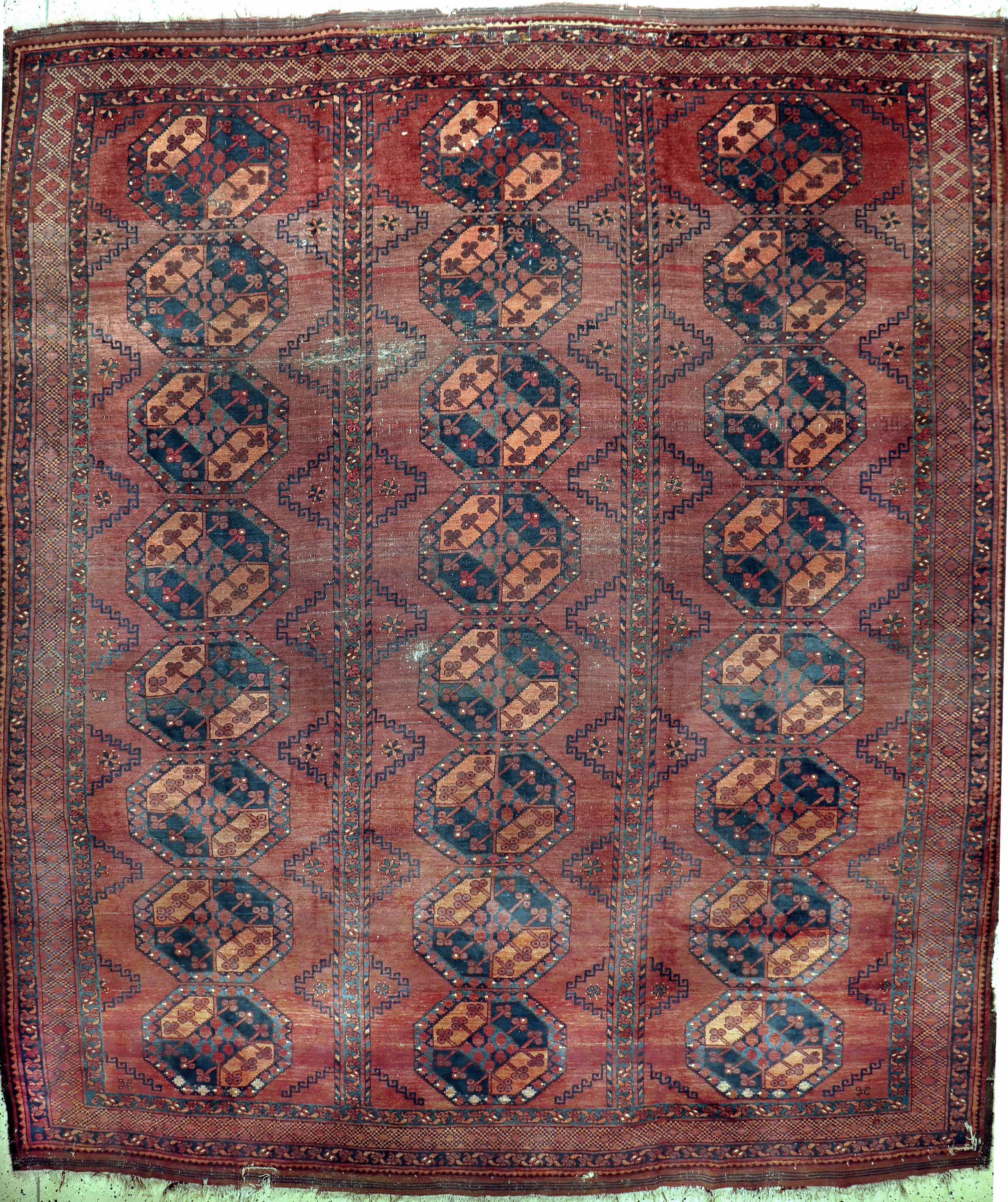 Ersari"Hauptteppich"antik, Turkmenistan, 19.Jhd, Wolle auf Wolle, ca. 350 x 305 cm, EHZ: 3-4