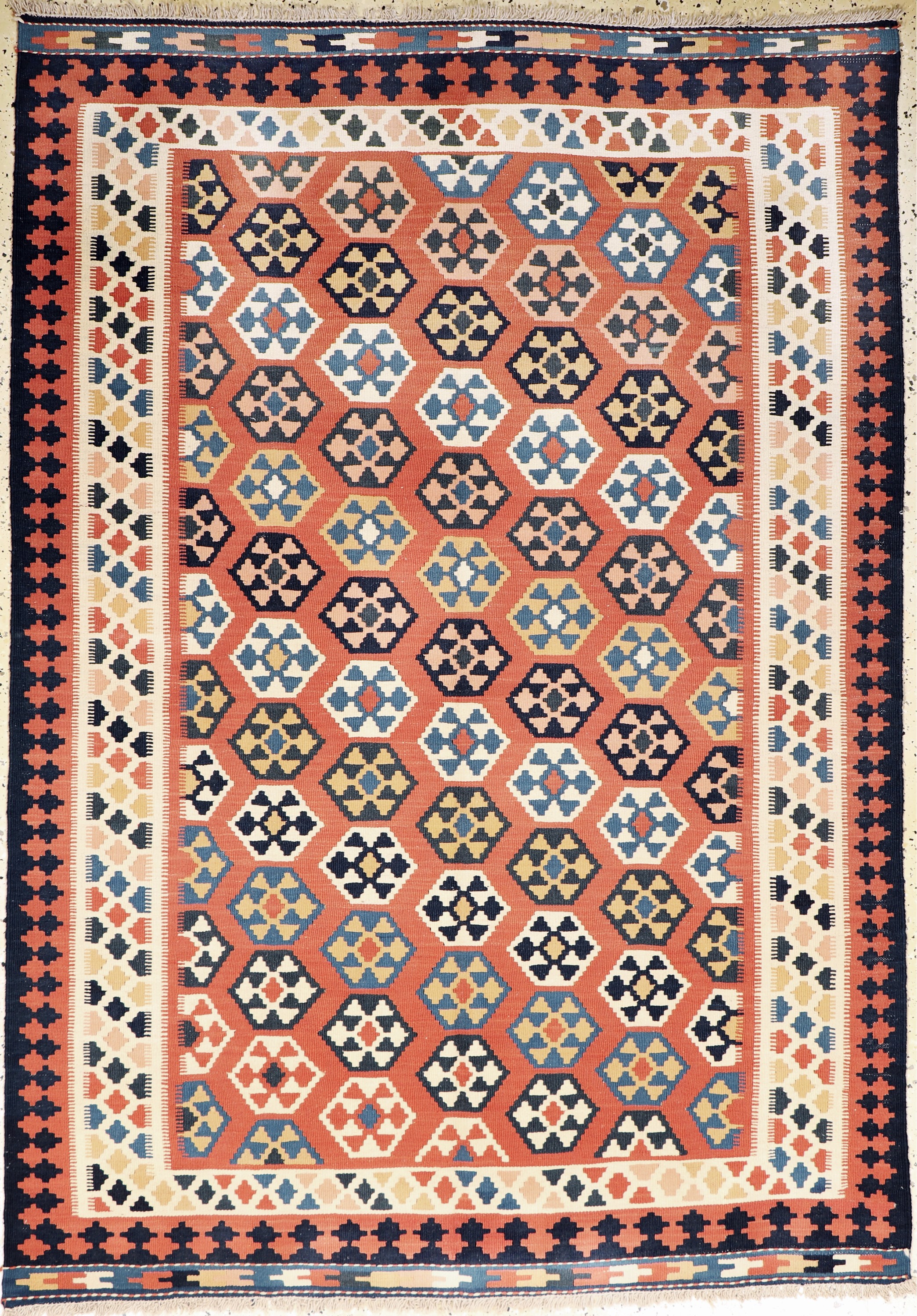 Ghaschgai Kelim, Persien, Mitte 20.Jhd, Wolle auf Wolle, ca. 220 x 150 cm, EHZ:(nahezuneuwertig)