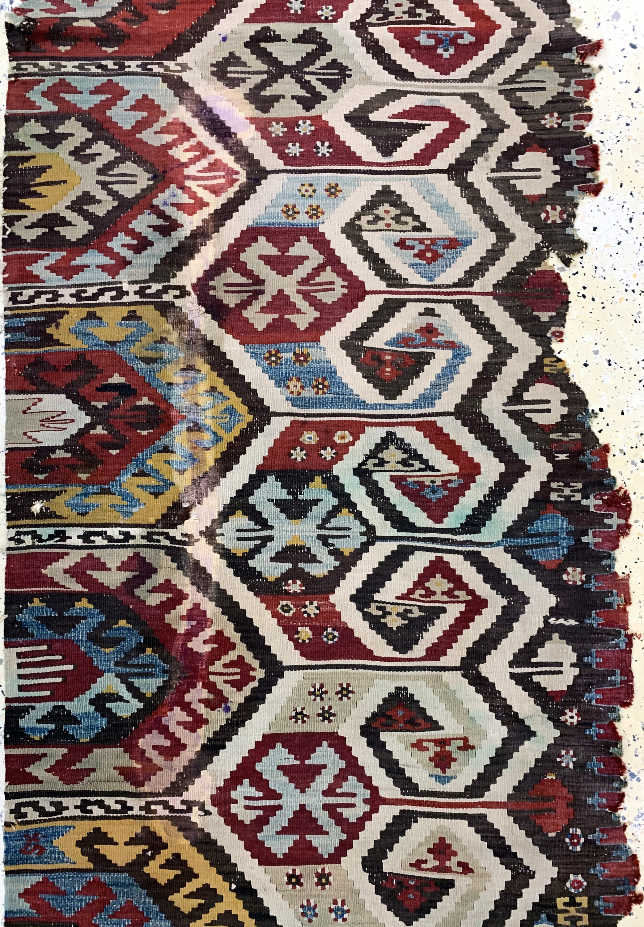 Detail b: Konya Kelim antik, Türkei, Anfang 19.Jhd, Wolle auf Wolle, ca. 385 x 85 cm, EHZ: 4