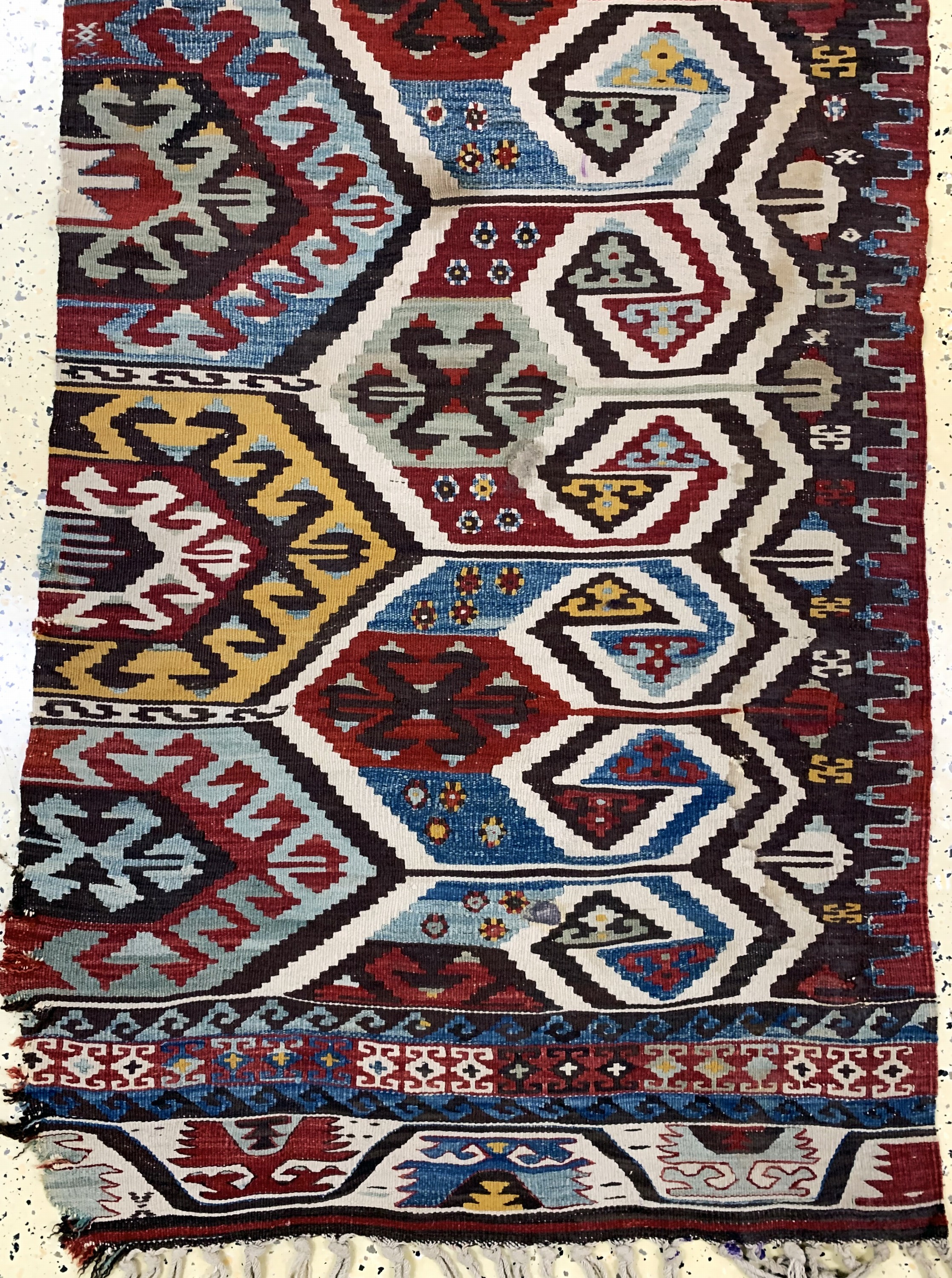 Detail d: Konya Kelim antik, Türkei, Anfang 19.Jhd, Wolle auf Wolle, ca. 385 x 85 cm, EHZ: 4
