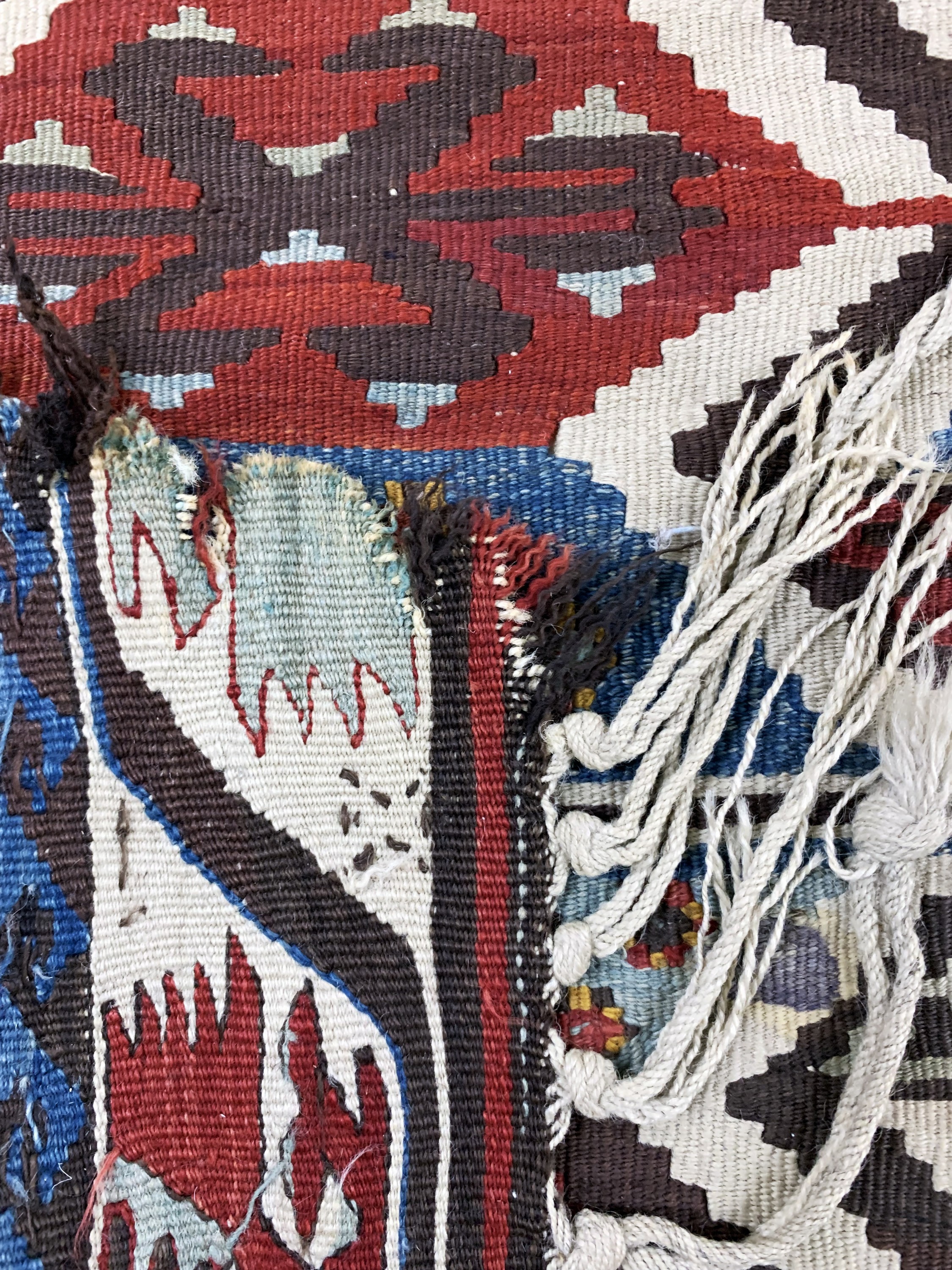 Detail e: Konya Kelim antik, Türkei, Anfang 19.Jhd, Wolle auf Wolle, ca. 385 x 85 cm, EHZ: 4