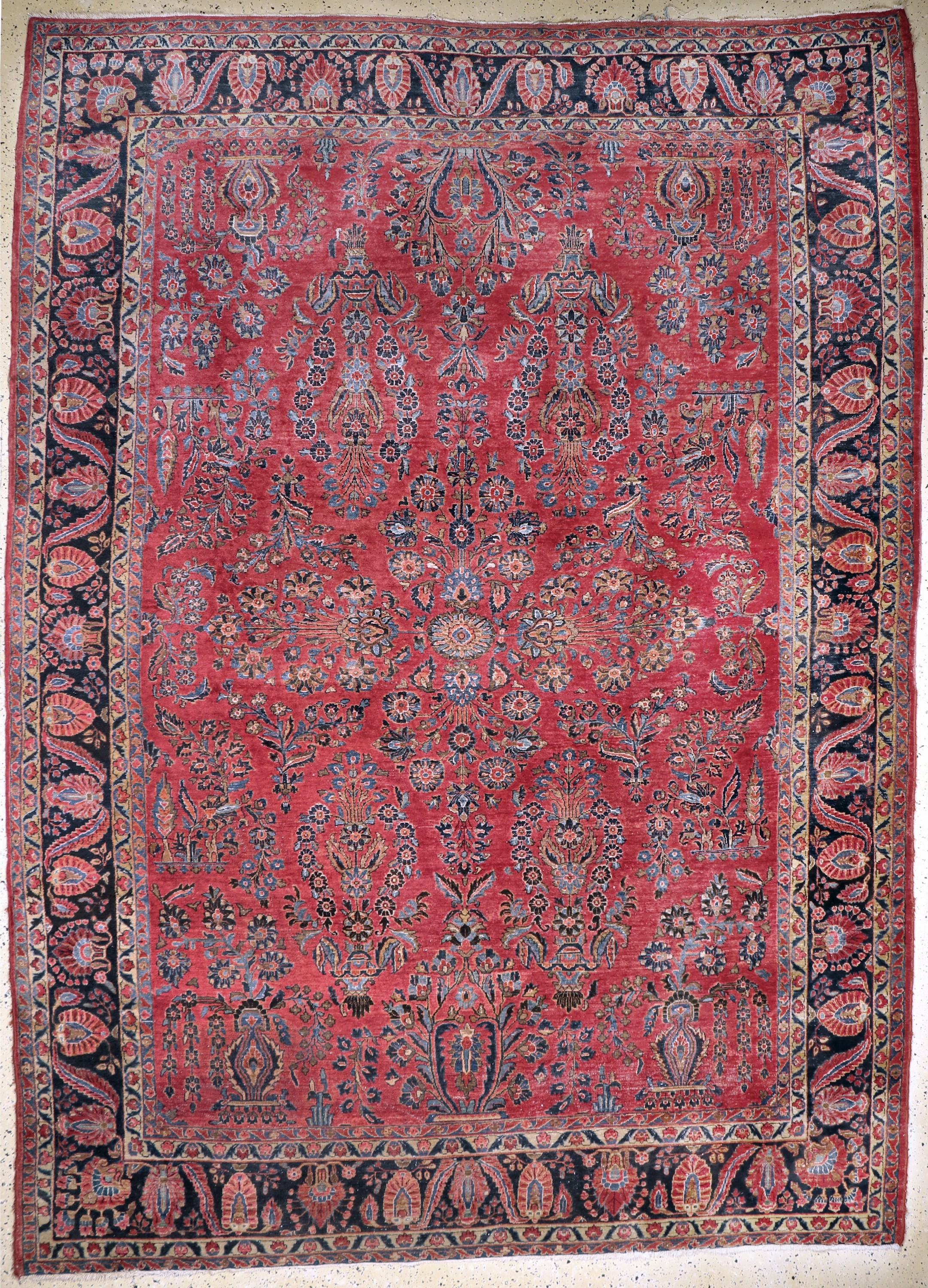 Us Re-Import Sarogh, Persien, Anfang 20.Jhd, Wolle auf Baumwolle, ca. 380 x 275 cm,EHZ: 3