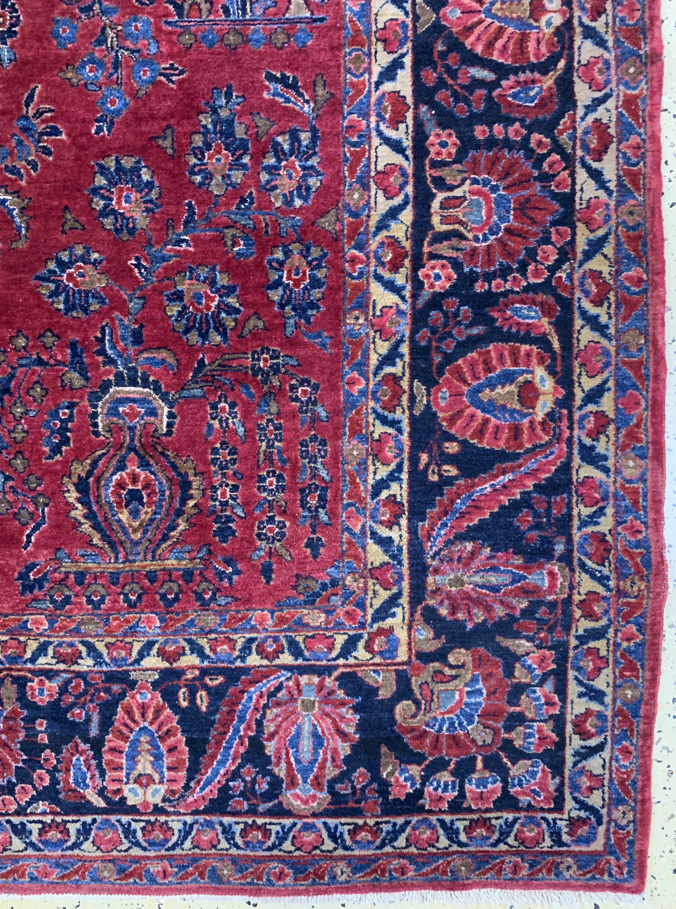 Detail a: Us Re-Import Sarogh, Persien, Anfang 20.Jhd, Wolle auf Baumwolle, ca. 380 x 275 cm,EHZ: 3