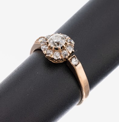 Image 14 kt gold diamond-ring , RG 585/000, approx. 1890, old cut-diamond approx. 0.40 ...