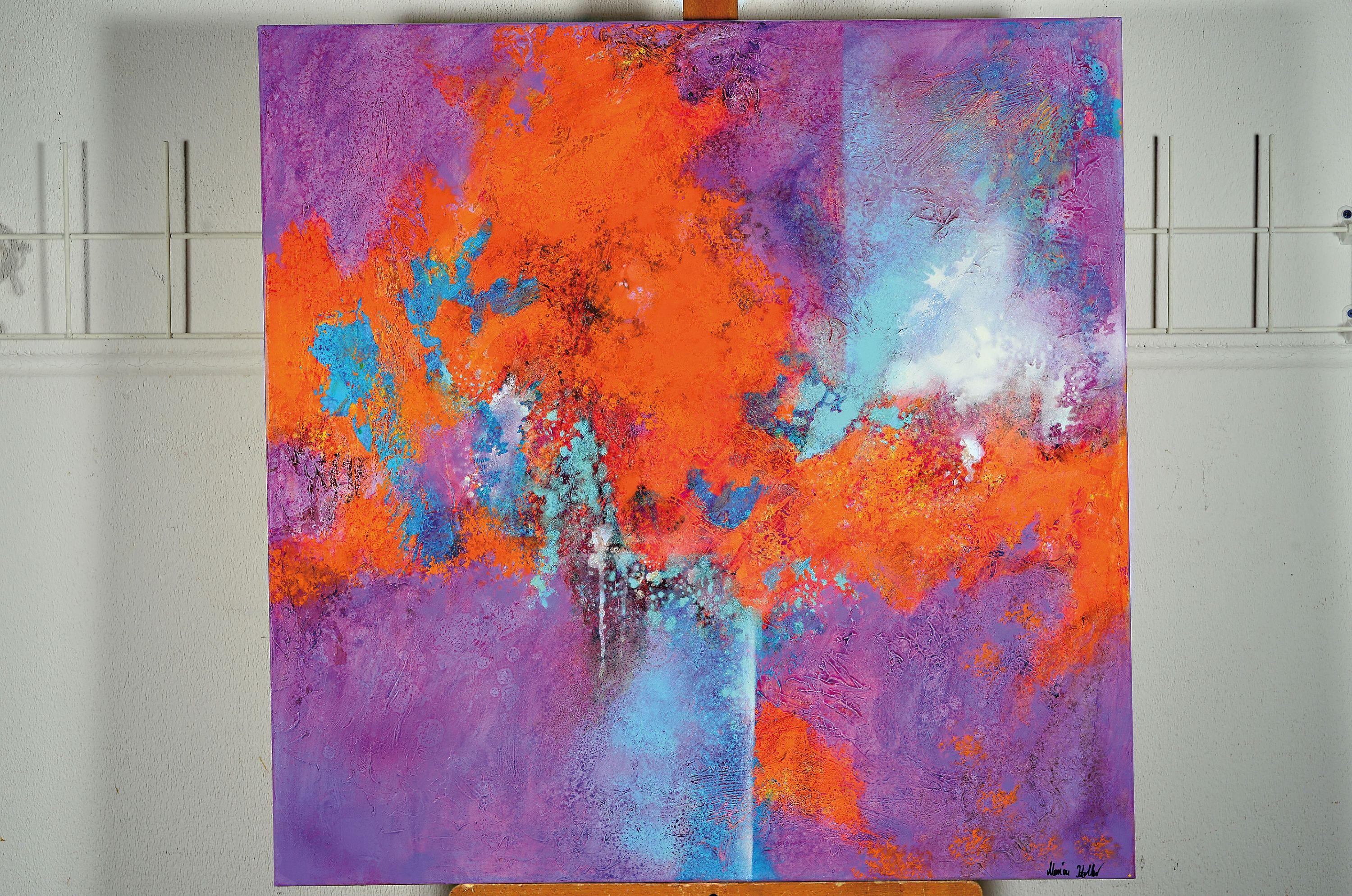 Detail k: Marion Keller, geb. 1963, Purple Variation, Acryl/Lwd, rechts unten sign., ca. 80x80cm, mit Zertifikat