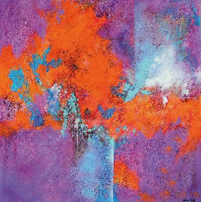 Image 26948487 - Marion Keller, geb. 1963, Purple Variation, Acryl/Lwd, rechts unten sign., ca. 80x80cm, ...