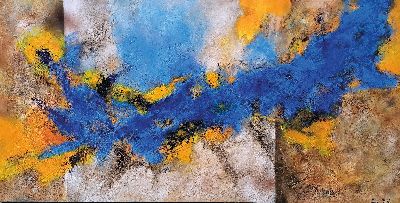 Image 26948489 - Marion Keller, geb. 1963, Blue Wave, Acryl/Lwd, rechts unten signiert, ca. 70x140cm, mit ...