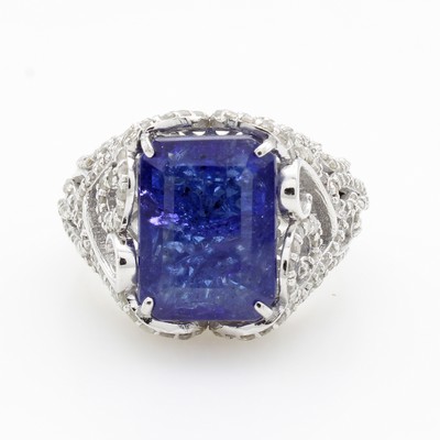 Image 26948499 - Ring mit Tansanit und Diamanten, 925er Silber, achteck. Tansanit ca. 10.60 ct, Diam. ...