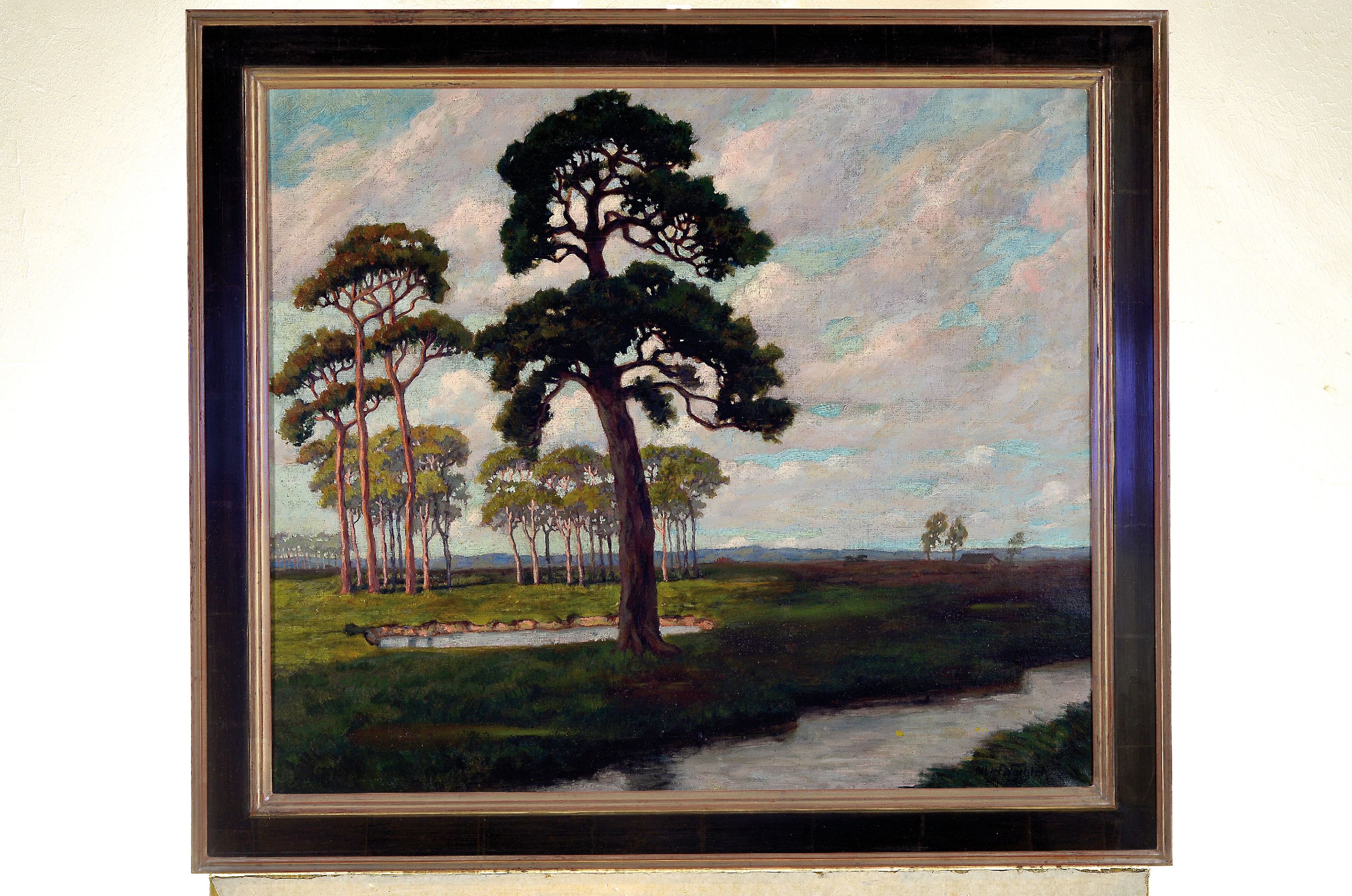 Detail k: Albert Wachter, wohl Münchener Maler, 19./20. Jh., Sommerlandschaft mit Bäumen, Öl/Lwd, signiert und dat. 19 (?), ca. 60 x 70 cm , Rahmen, ...