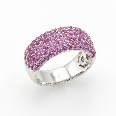 Image Ring mit Saphiren, WG 750/000, 121 pinkfarb.Saphire in 7 Reihen gef. zus. ca. 2.68 ct, ...