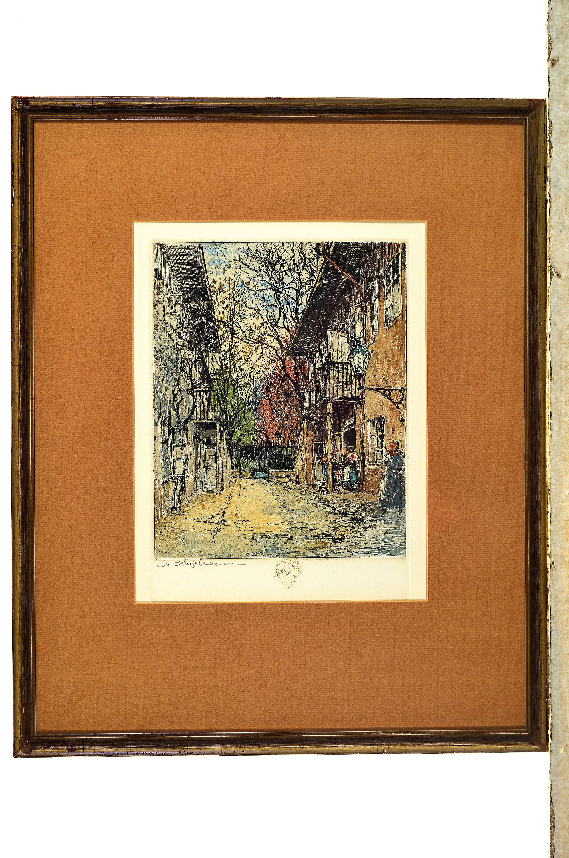 Detail n: Luigi Kasimir, 1881 Pettau-1962 Wien, 2 handsignierte Farbradierungen, 1x Beethoven-Haus in Wien, ca. 25x20cm, PP, u.Gl., R., ca. 52x42cm; 1x Marterl ...