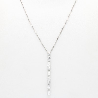 Image Collier mit Brillanten und Diamanten, WG 750/000, 3 Diamantnav. zus. ca. 0.66 ct, 3 ...