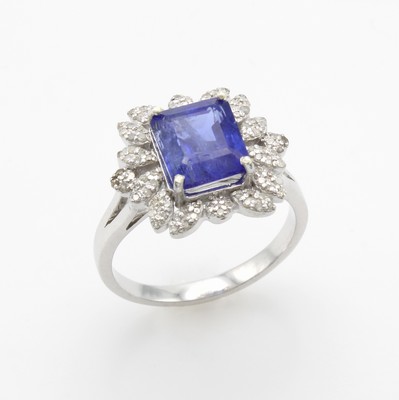 Image Ring mit Tansanit und Diamanten, 925er Silber, achteck. Tansanit ca. 4.70 ct, Diam. zus. ...
