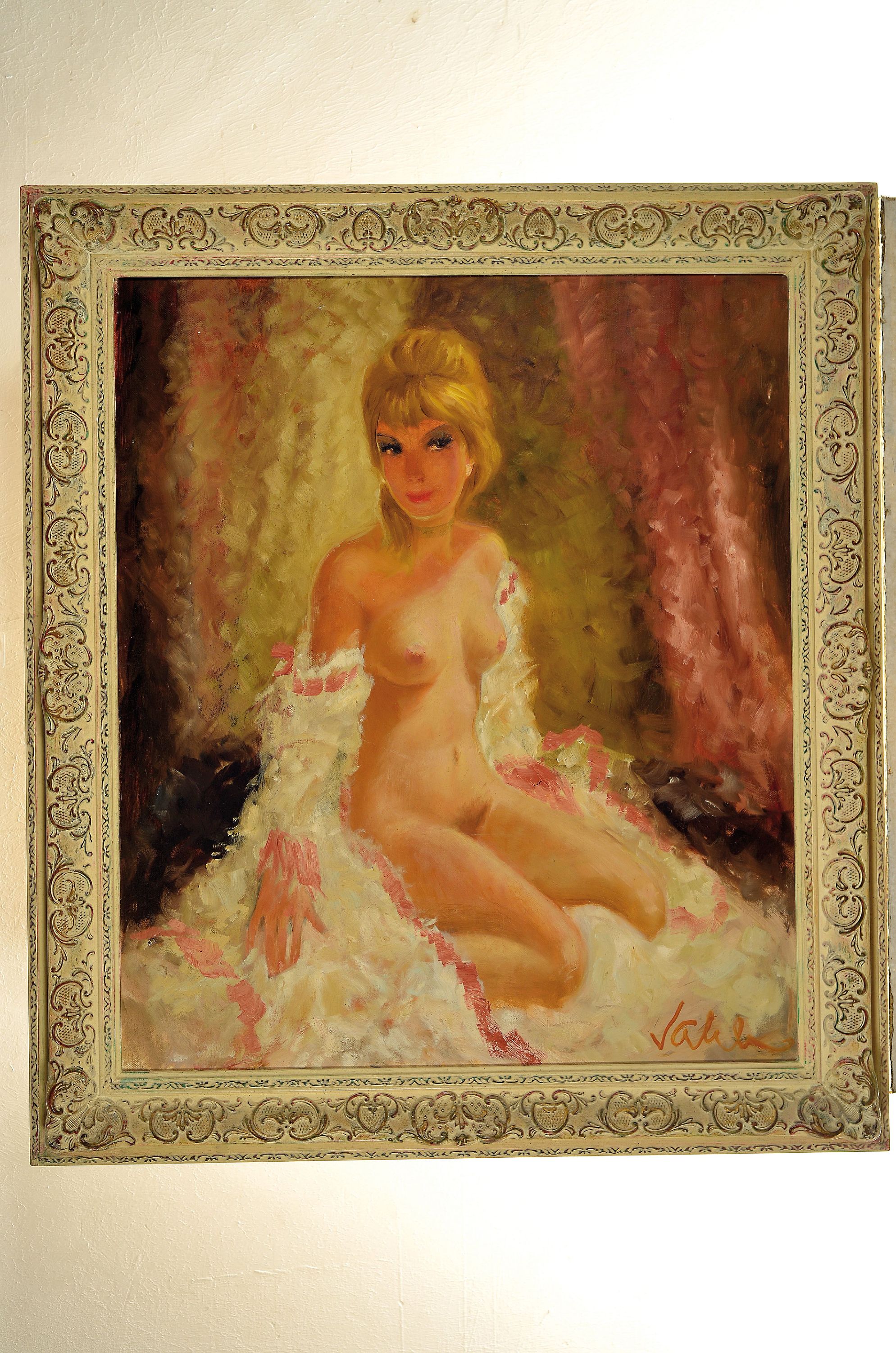 Detail k: Helmut Wanschap, Pseudonym Valeh, 1911 Berlin - 1987 Kusel, Frauenakt, Öl/Lwd, signiert, ca. 70 x 60 cm, Rahmen