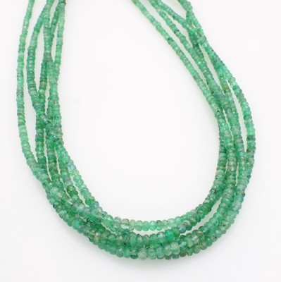 Image 26948877 - 5-reihiges Smaragdcollier, Magnetschl. 925erSilber, fac. Smaragdlinsen, L. ca. 45 cm ...
