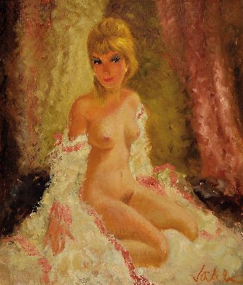 Image 26948882 - Helmut Wanschap, Pseudonym Valeh, 1911 Berlin - 1987 Kusel, Frauenakt, Öl/Lwd, ...