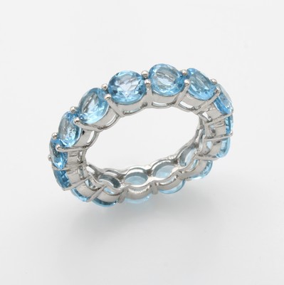 Image Memoryring mit Blautopasen, 925er Silber, runde, fac. Blautopase (beh.) zus. ca. 6.30 ...