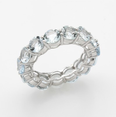 Image Memoryring mit Aquamarinen, 925er Silber, runde, fac. Aquamarine zus. ca. 6.00 ct, RW ...