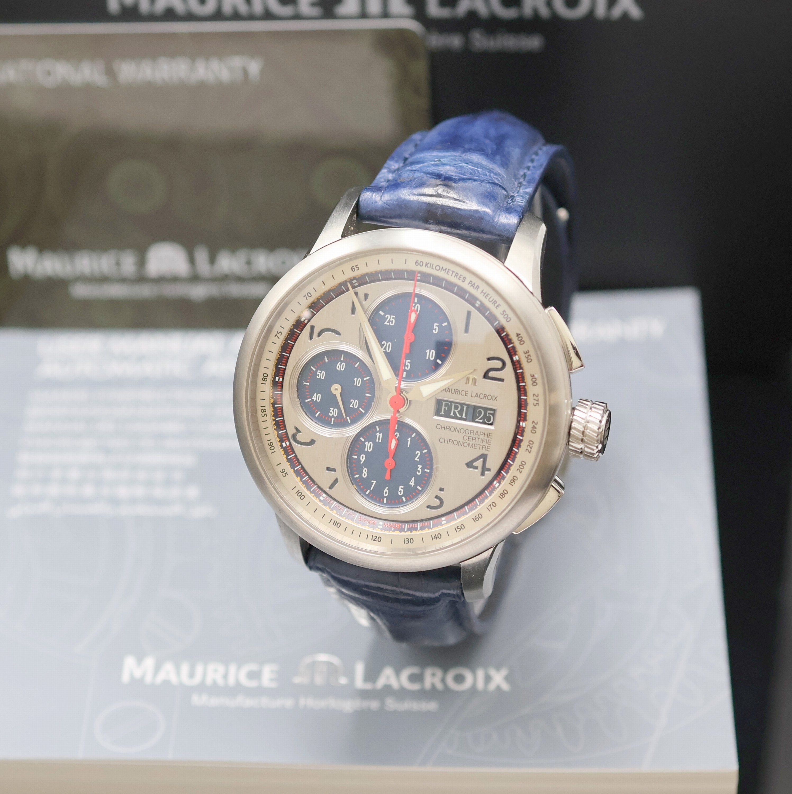 MAURICE LACROIX auf 120 Stück limitierter Armbandchronograph aus der Masterpiece Serie Referenz MP6018, Automatik, Schweiz um 2020, Chronometer in ...