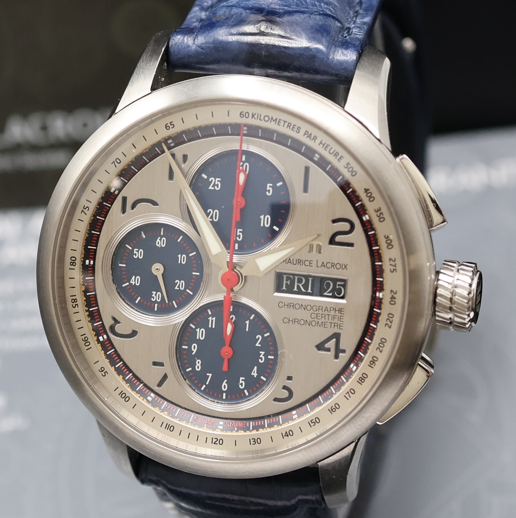 Detail a: MAURICE LACROIX auf 120 Stück limitierter Armbandchronograph aus der Masterpiece Serie Referenz MP6018, Automatik, Schweiz um 2020, Chronometer in ...