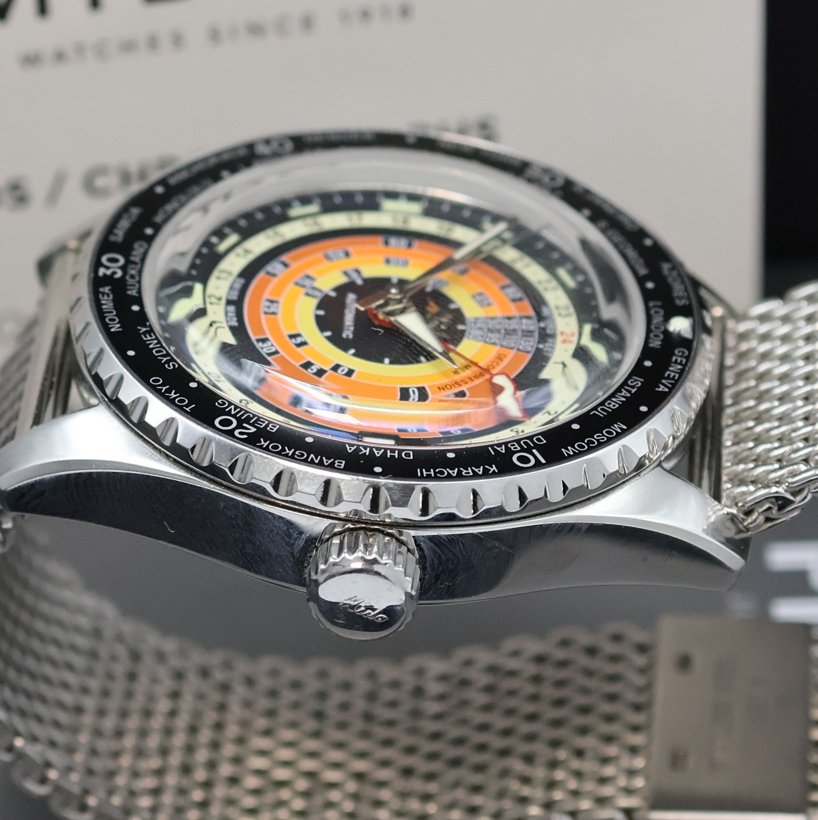 Detail c: MIDO Ocean Star Armbanduhr Decompression Worldtimer Referenz M026829A, Automatik, Edelstahlgeh. inkl. orig. Meshband, zus. orig. Kautschukband m. ...