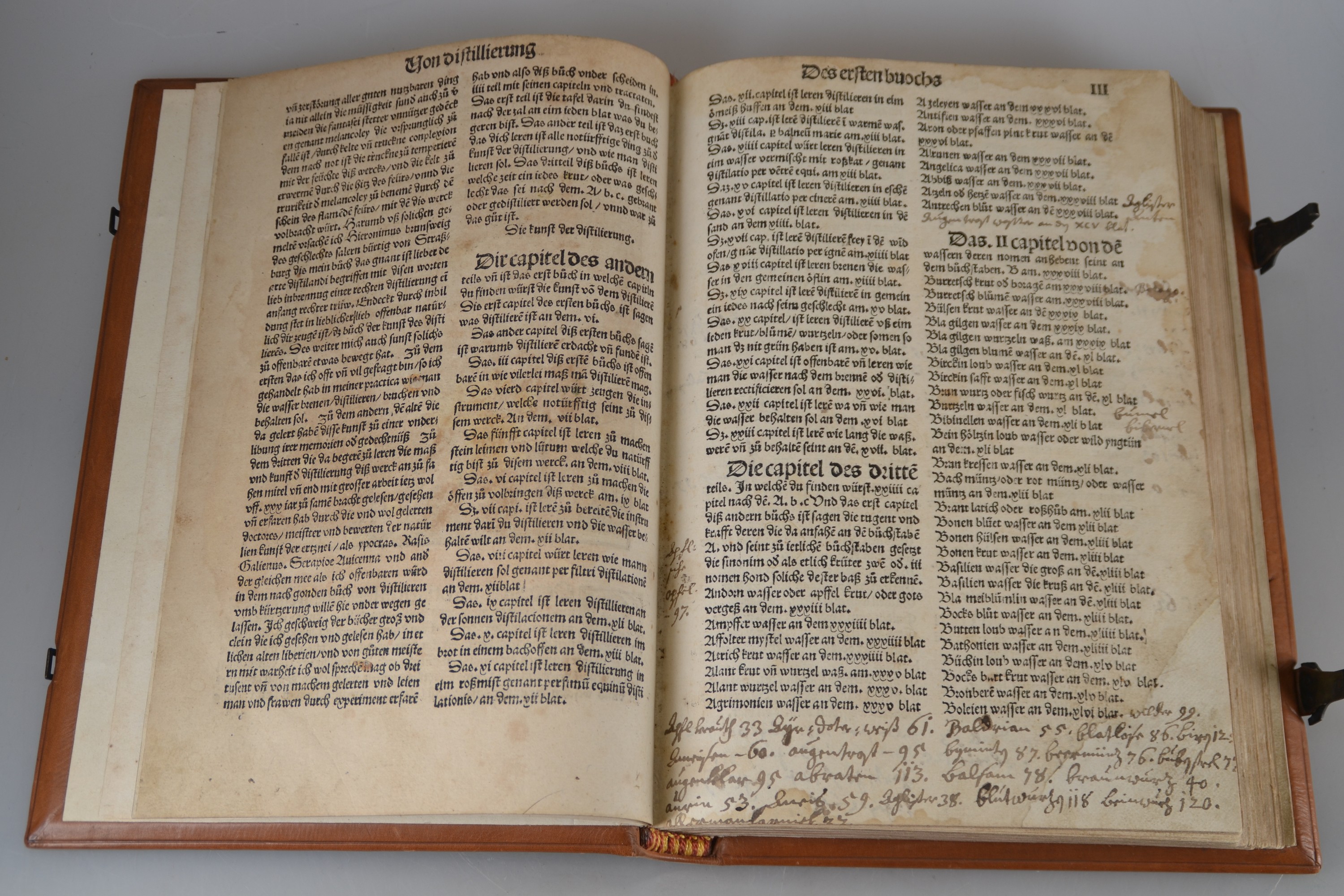 Detail f: Hieronymus Brunschwig (um 1450-1512): Das Destilierbuch, Straßburg, Johann Grüninger 1515, Lex. 8°, 130 gezählte Folios mit ungezähltem Zusatz ...