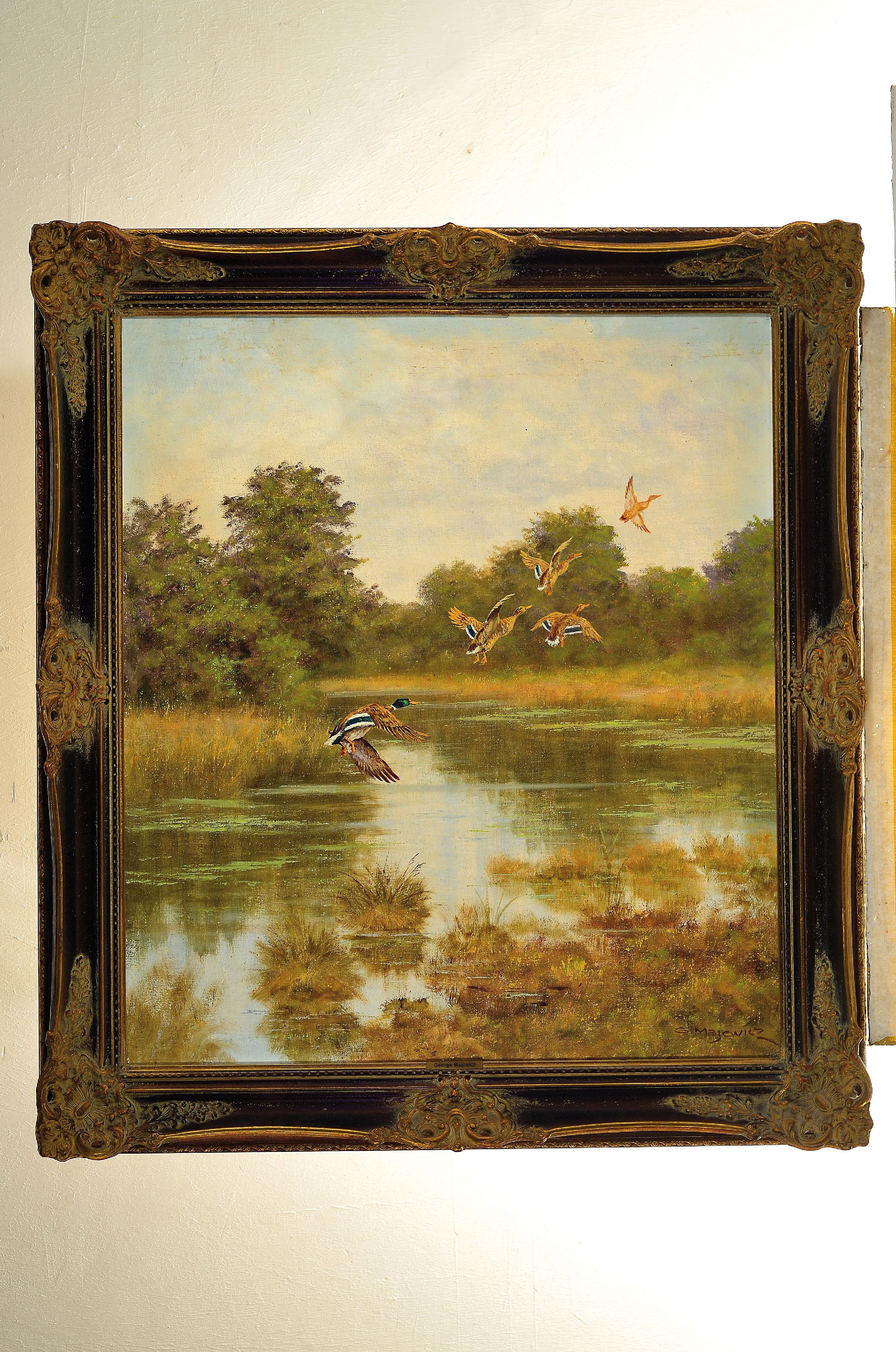Detail k: Georg Majewotz, 1897 Pollwitz - 1973 Münchberg, auffliegende Wildenten, Öl/Lwd, signiert, ca. 80 x 70 cm, Rahmen, ca. 97 x 87 cm