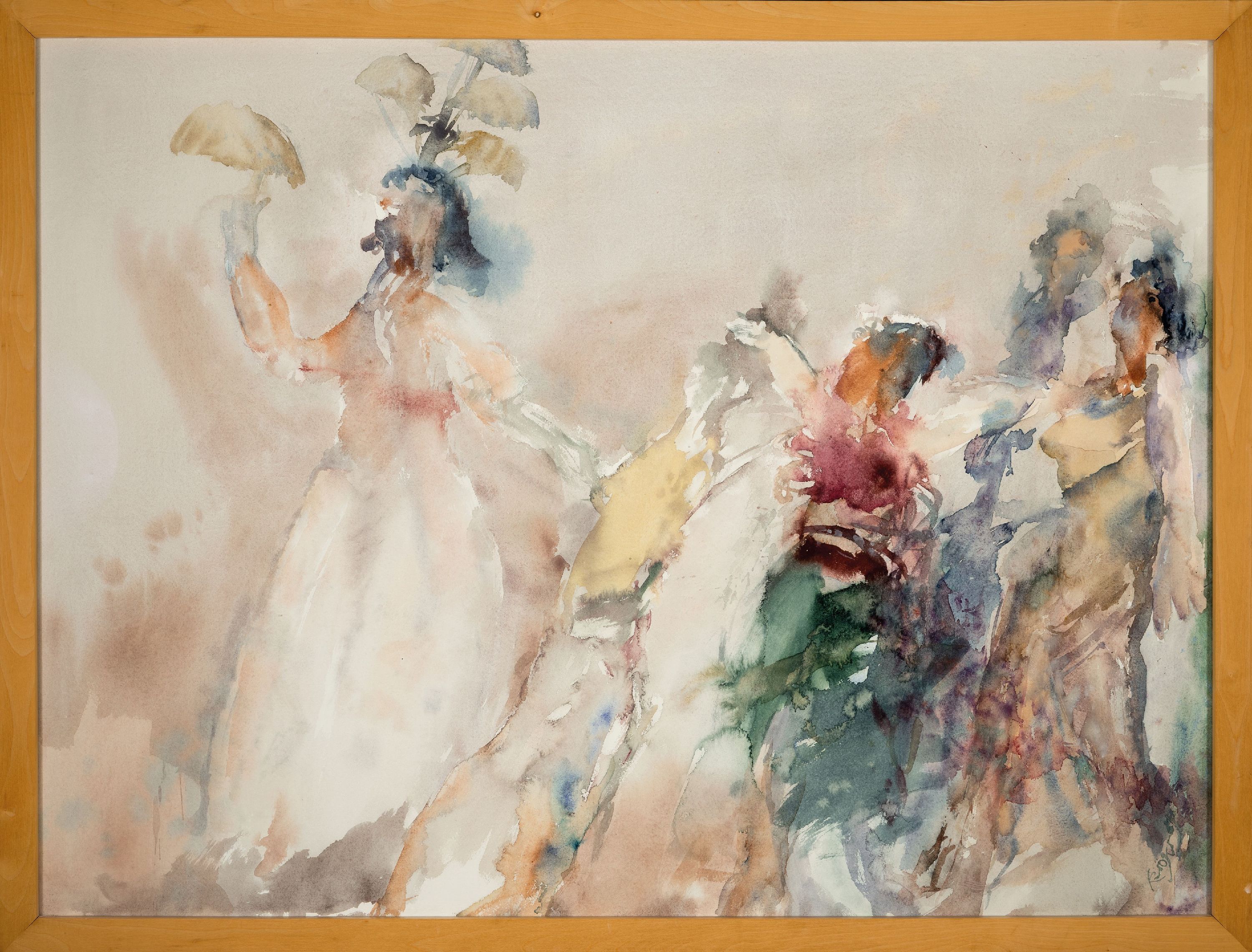 Detail k: Pierre Kröger, 1938-2022 Darmstadt, Aquarell, "le petite princesse", 1984, signiert, verso Etikett, unter Glas gerahmt 81x105 cm
