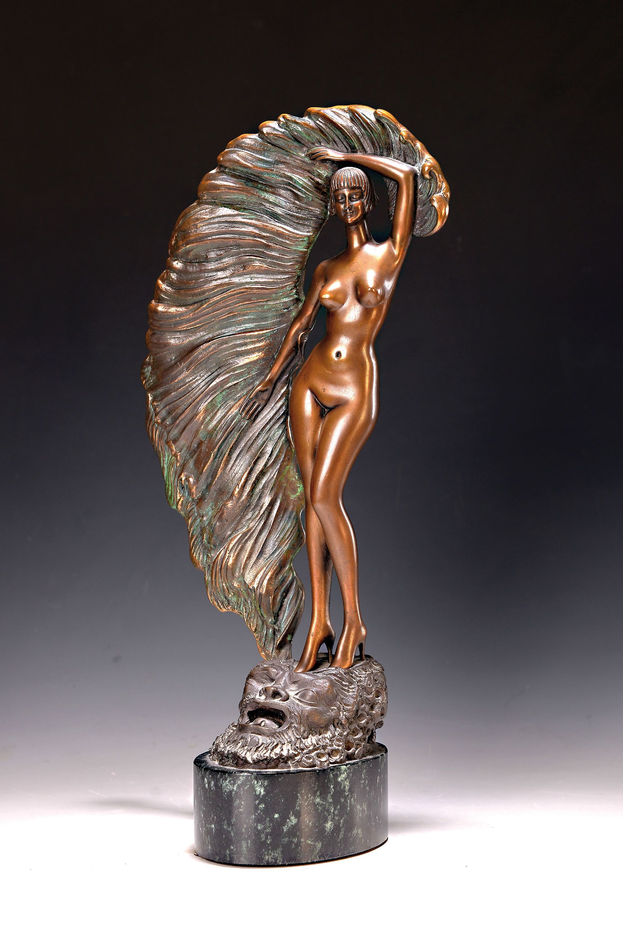 Detail k: Ernst Fuchs, 1930 Wien - 2015. Bronzefigur, Venusgürtel 1979, signiert, Gießerstempel Venturi Arte, 175/1685, H. 42.5 cm, mit Prospekt