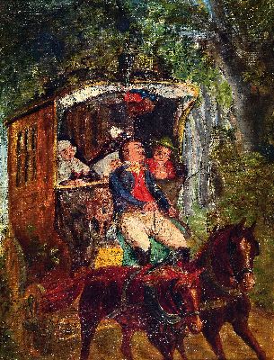 Image 26949002 - E. Blau, Maler der 2. Hälfte des 19. Jh., zweispännige Kutsche mit Nonnen als ...