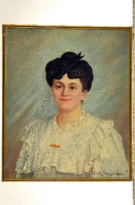 26949004k - Gaston de Laperriere, geb. 1848 Straßburg, Porträt einer Dame im weißen ...