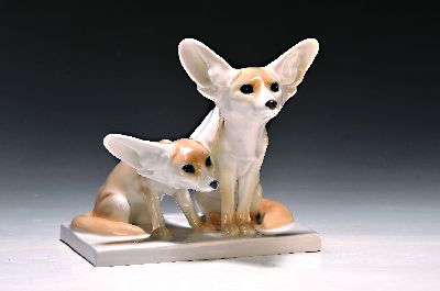 Image 26949008 - Porzellangruppe, Meissen, 2.H.20.Jh., , Wüstenfüchse, Modellnr. X 142, Entw. ...