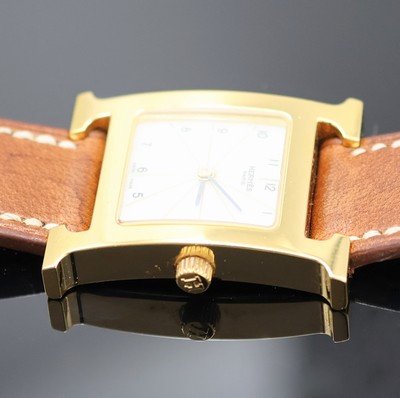 26949009c - HERMES Damenarmbanduhr Referenz HH1.201, Schweiz um 1998, verg. Geh. inkl. Lederband m. ...